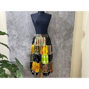 Ana & Rose skirt women S multicolor Patchwork Midi Tiered Cottagecore drawstring